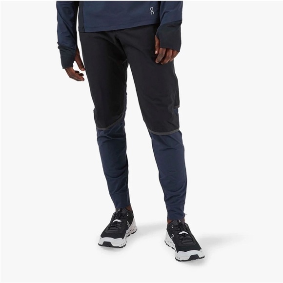 On Cloud Running Mens Waterproof Athletic Pants Blue/Black - Picture 1 of 11